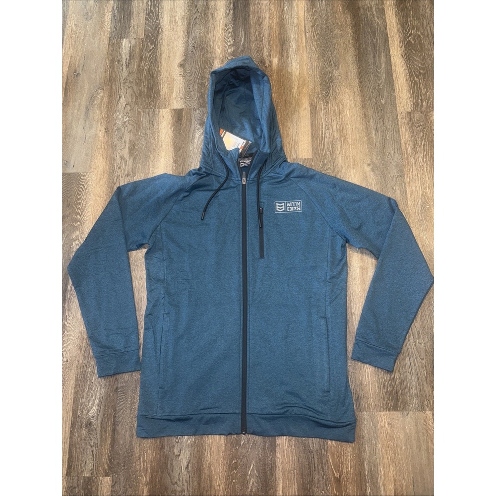 MTN OPS Jacket Soter Heather Blue Men's Medium Hooded Full Zip Pocket  NWT